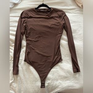 Abercrombie and Fitch soft matte brown bodysuit long sleeve